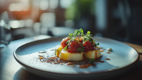 现代美食宽角镜头拍摄