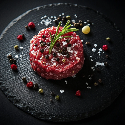 黑板牛排塔塔配胡椒海盐