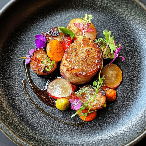 烤肉与蔬菜拼盘