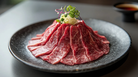 火山形牛肉切片简约日式摆盘