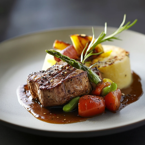 精致摆盘美食特写