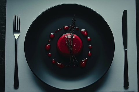 海鲜红光圆盘刀叉