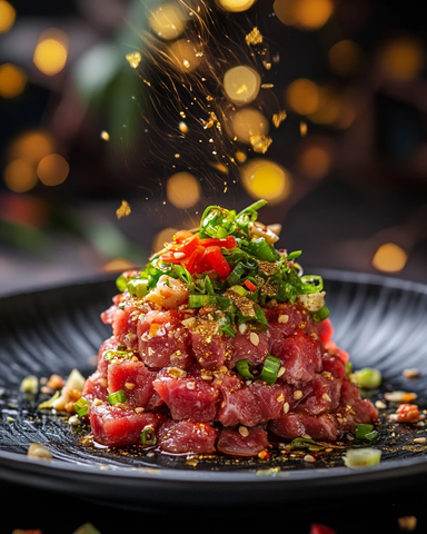 泰式牛肉塔塔配黄金叶