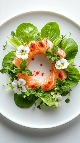 白盘中心环状蔬菜拼盘
