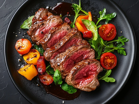 牛肉切片配蔬菜酱料