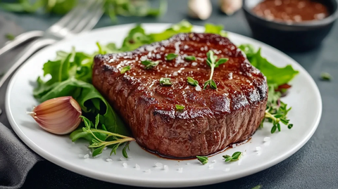 香煎牛排配蒜香沙拉