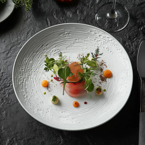 白色瓷盘纹理餐饮展示