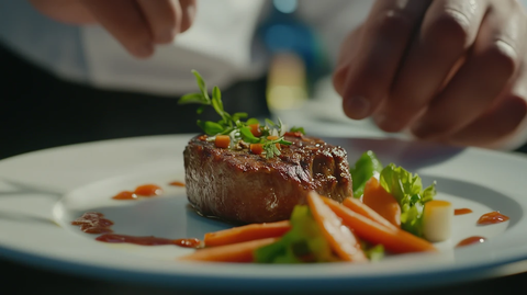 厨师手艺精湛摆盘美食