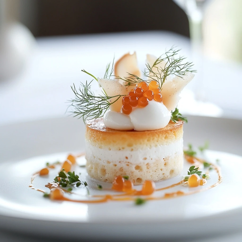 龙虾海绵蛋糕配鱼子酱