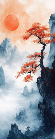 青山绿水国画风格