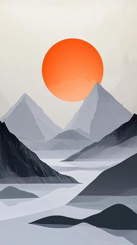 山脉日出银灰渲染