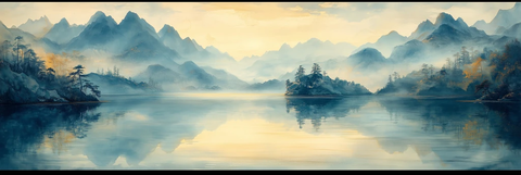 山水湖光青金交映