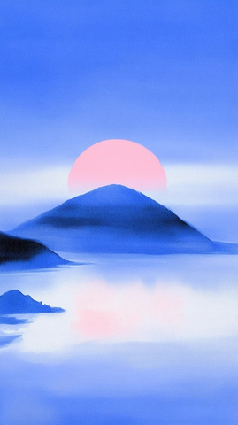 孤岛蓝海传统绘画