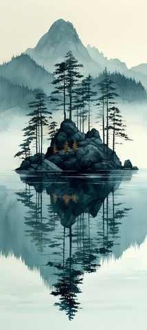 薄雾底部白色背景油画