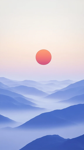 晨曦初升山雾缭绕