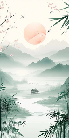 春雷竹笋桃花农耕图