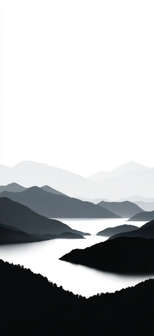 山影湖光乡村风景