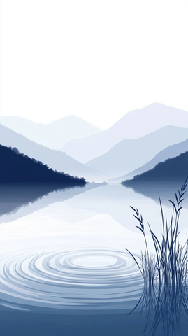 水波山影墨韵草