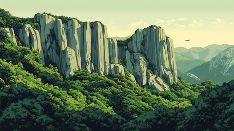 山林间的奇峰怪石壮观景象