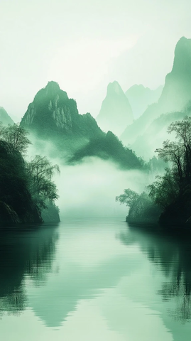 青山绿水间疏影朦胧