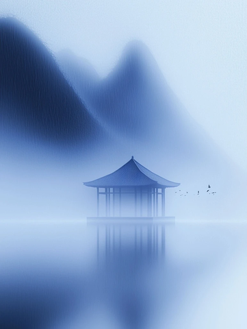 梯田飞燕远山白屋