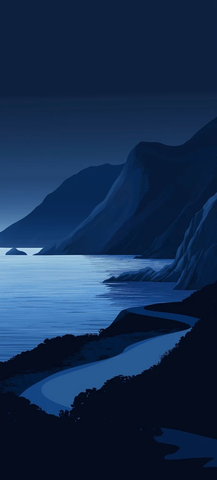 夜色海岸线与静谧山脉