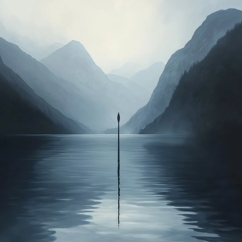 山间湖泊中的巨型餐具