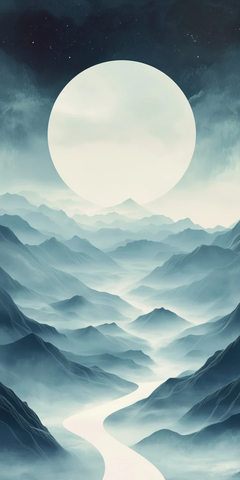 山间小路通向发光圆环