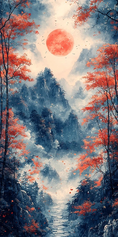 红枫叶与红枫树风景