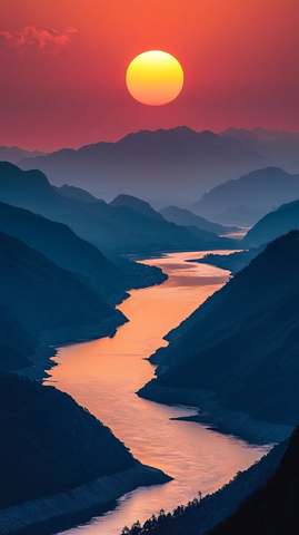 黄河入海流夕阳映山川