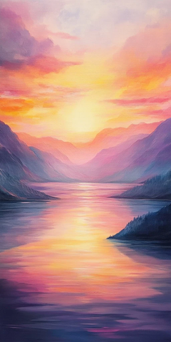 山川河流日出印象