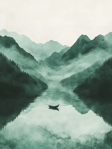 山水小舟墨染年轮