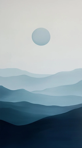 蓝色渐变圆圈山脉线条