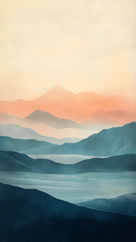 柔雾山脉渐变风景