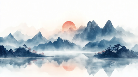 山水画海雾背景