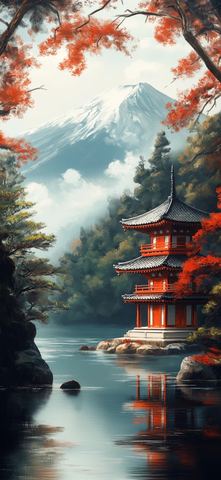 富士山与宁静的汉字之美