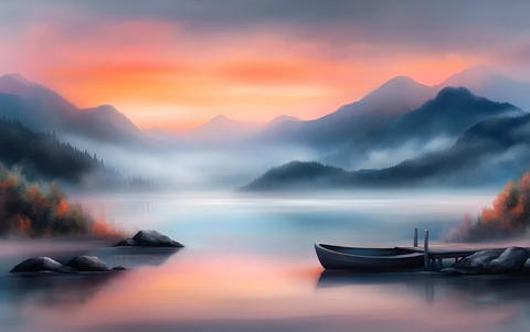 海滨晨曦与木质码头