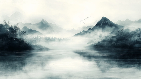 古韵河流墨染天际