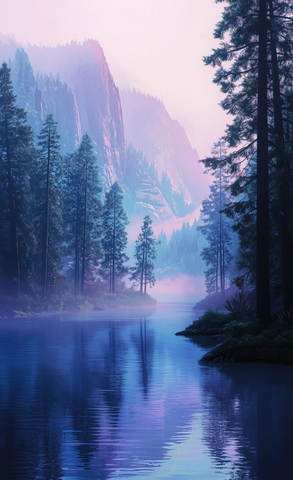 红木树倒影静谧河流