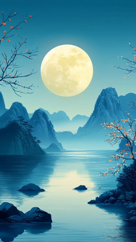 中秋明月映山水