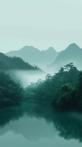 深绿静谧自然景象