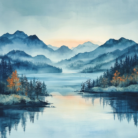 山水画卷江河湖泊