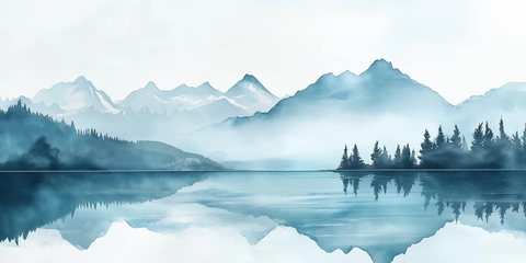 湖泊与山脉线性图