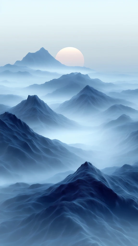 雾天渐变天空波浪背景