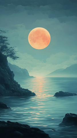 中秋节海面明月