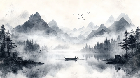 山水之间舟行鹤翔