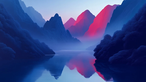 山水禅意浮云晨光