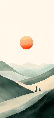 春日晨曦牧童放牛图