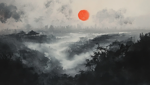 灰墨山水与红字云天