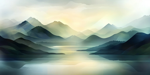 山水墨画绿意流淌